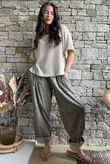 Rustic Nature Linen Blend Barrel Pant Washed Walnut